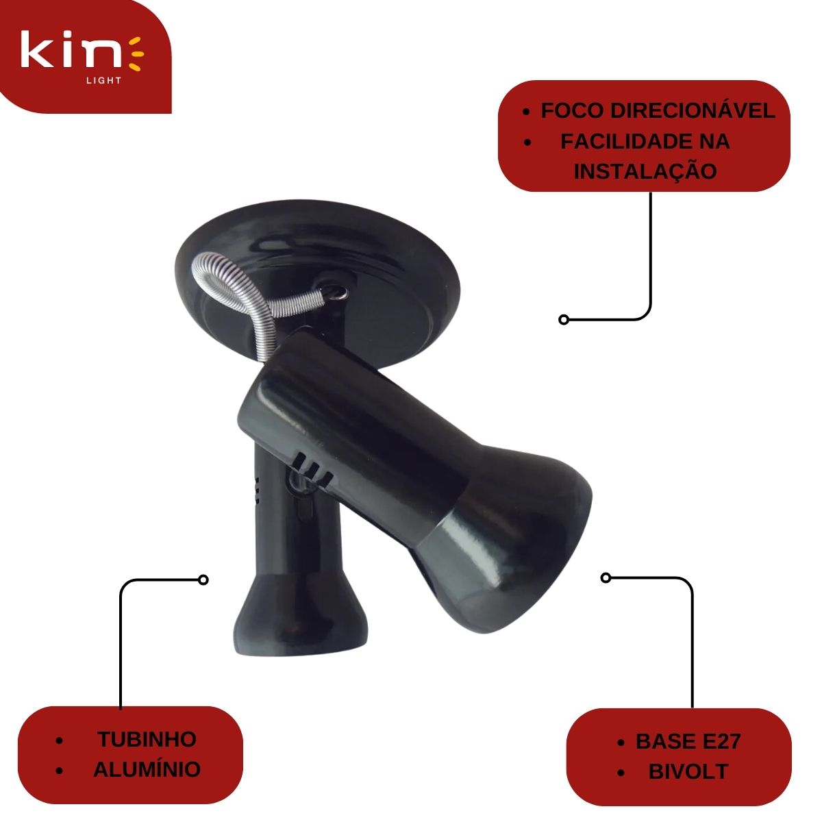 Luminária Spot Baulado Foco Direcionável - Kin Light