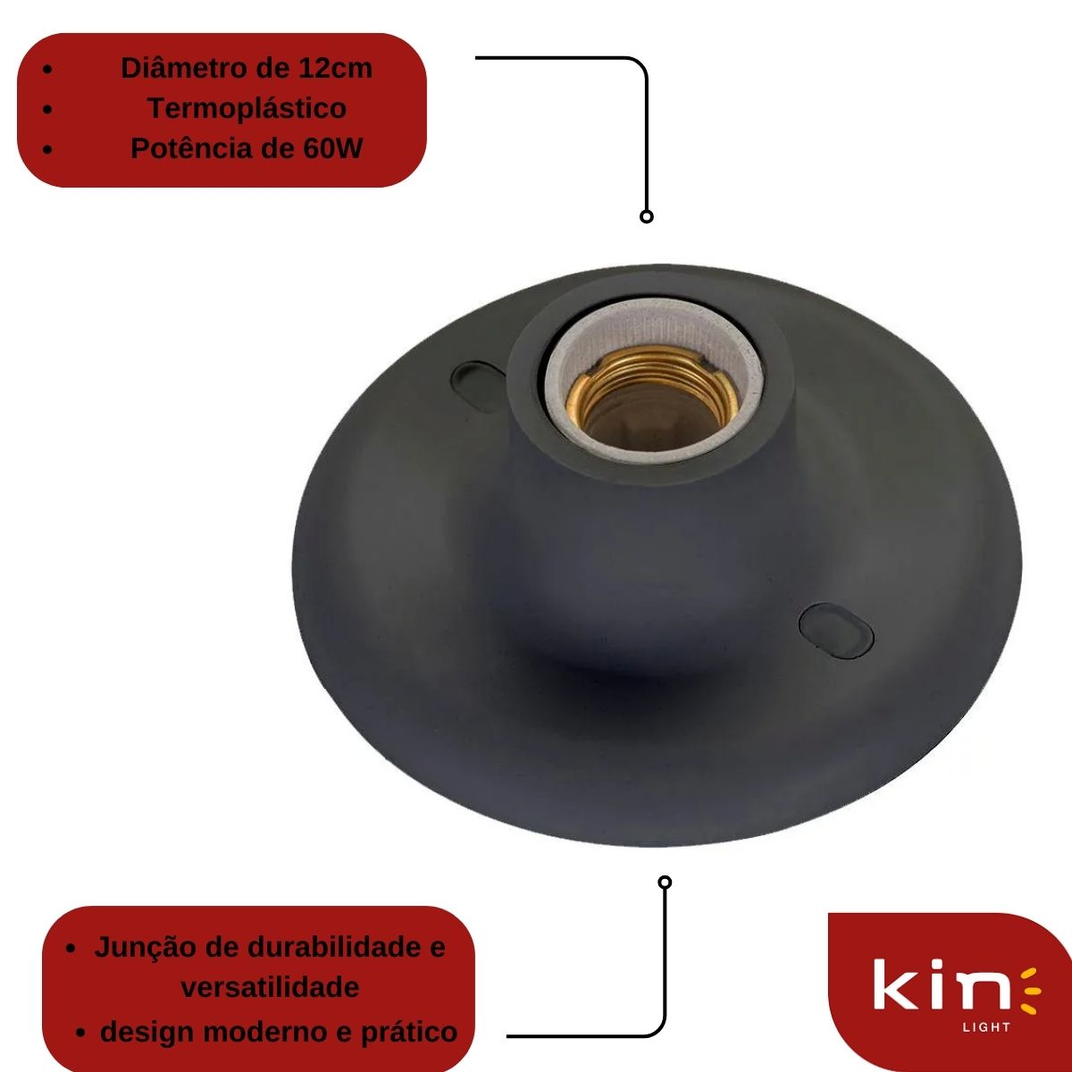 Plafon De Sobrepor Com Diâmetro 12 Cm - Kin Light