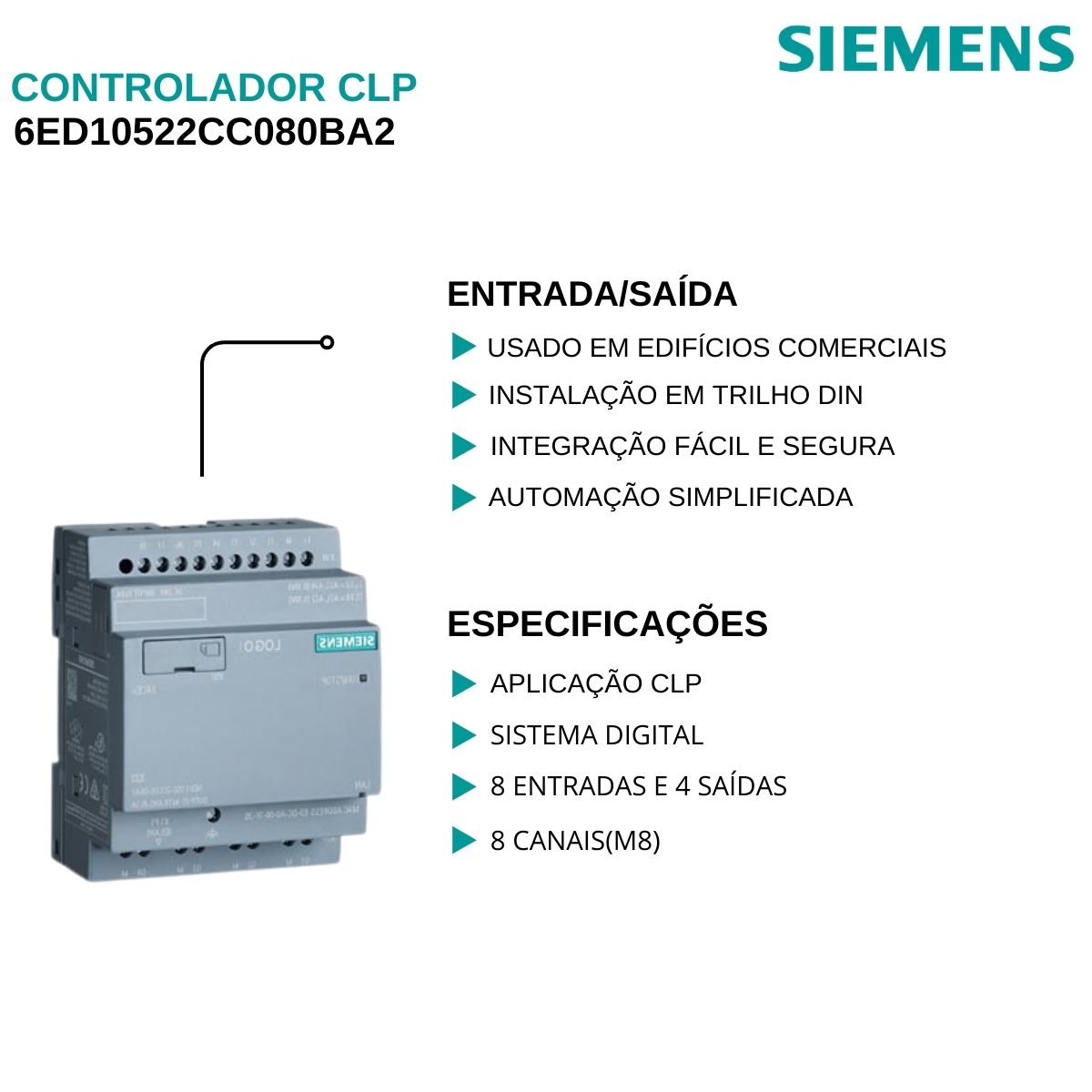 Controlador Clp Entrada/Saida Analogica/Digital 6ED10522CC080BA2 - Siemens