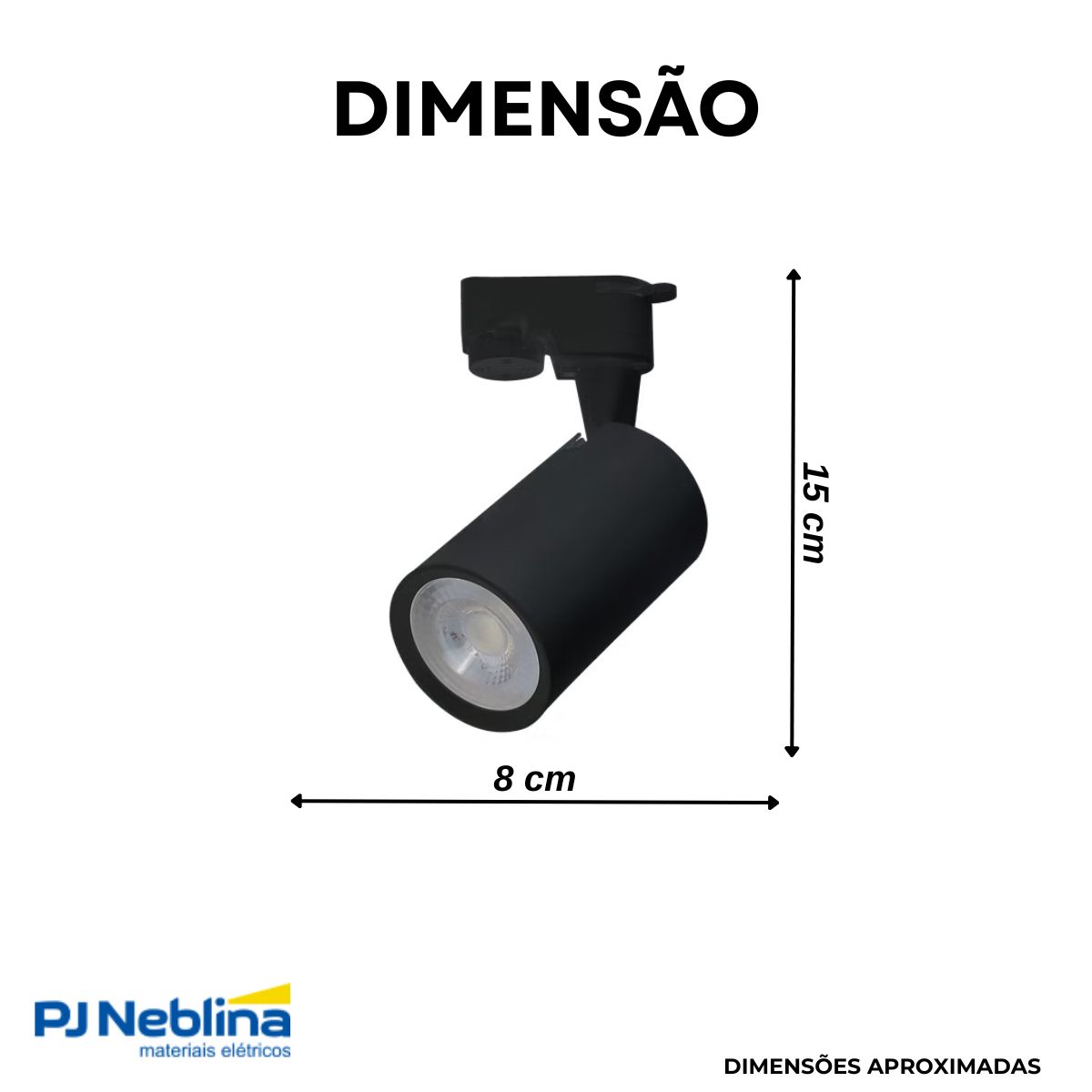 Luminária Spot Led Trilho Redondo Preto 5W Bivolt 3000K Branco Quente 325Lm Foco Direcionável - Luminatti