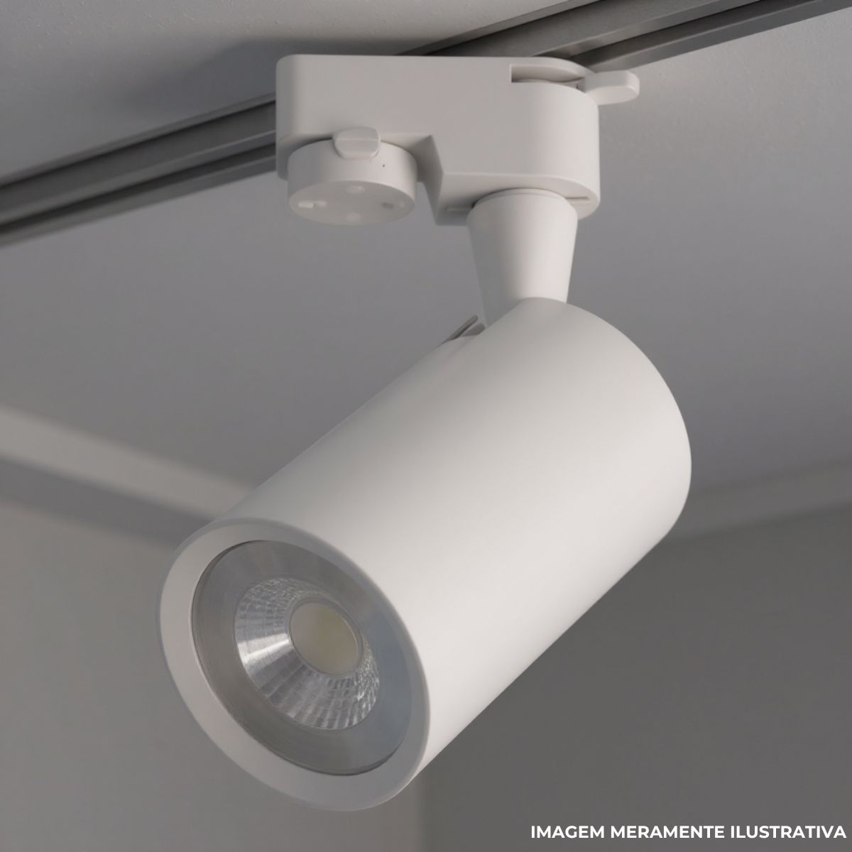 Luminária Spot Led Trilho Redondo Branco 5W Bivolt 4000K Branco Neutro 325Lm Foco Direcionável (Facho 52G) - Luminatti