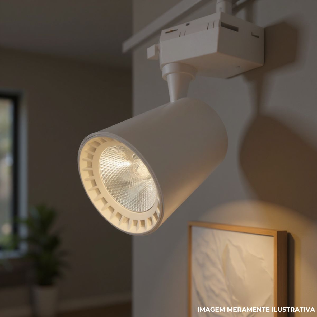 Luminária Spot Led Trilho Redondo Branco 10W Bivolt 3000K Branco Quente 700Lm Foco Direcionável (Facho 22G) - Luminatti