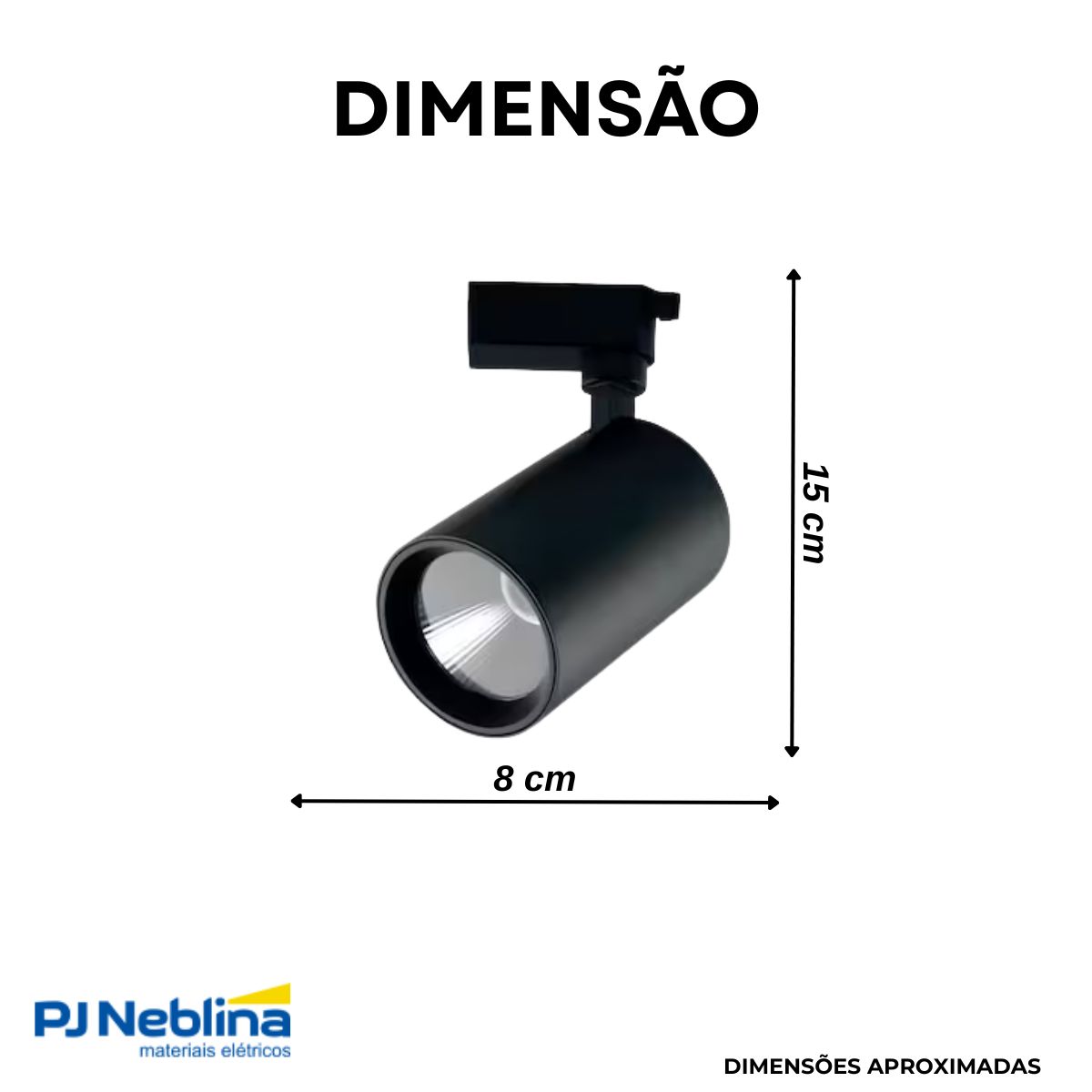 Luminária Spot Led Trilho Redondo Preto 10W Bivolt 3000K Branco Quente 700Lm Foco Direcionável (Facho 22G) - Luminatti