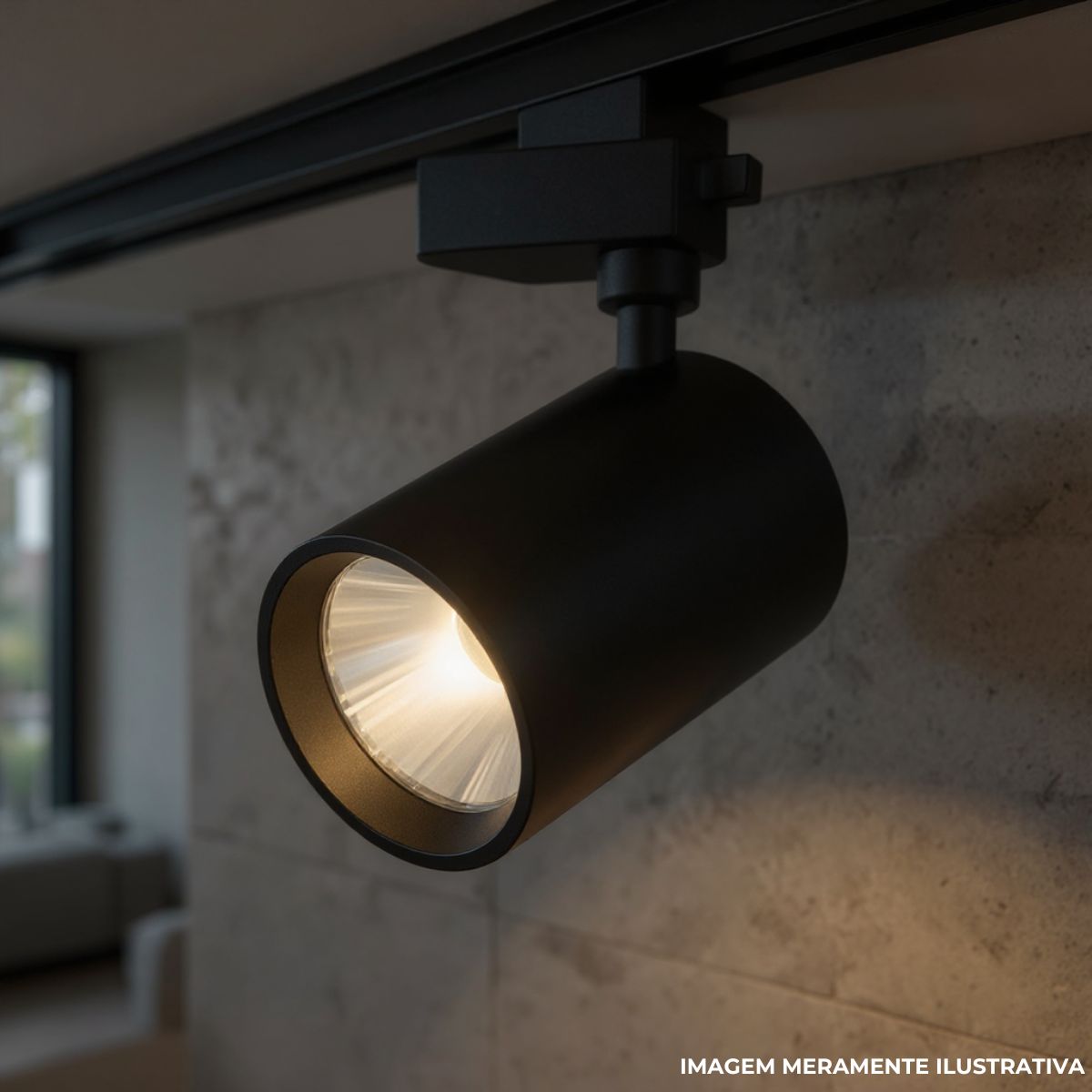 Luminária Spot Led Trilho Redondo Preto 10W Bivolt 3000K Branco Quente 700Lm Foco Direcionável (Facho 22G) - Luminatti