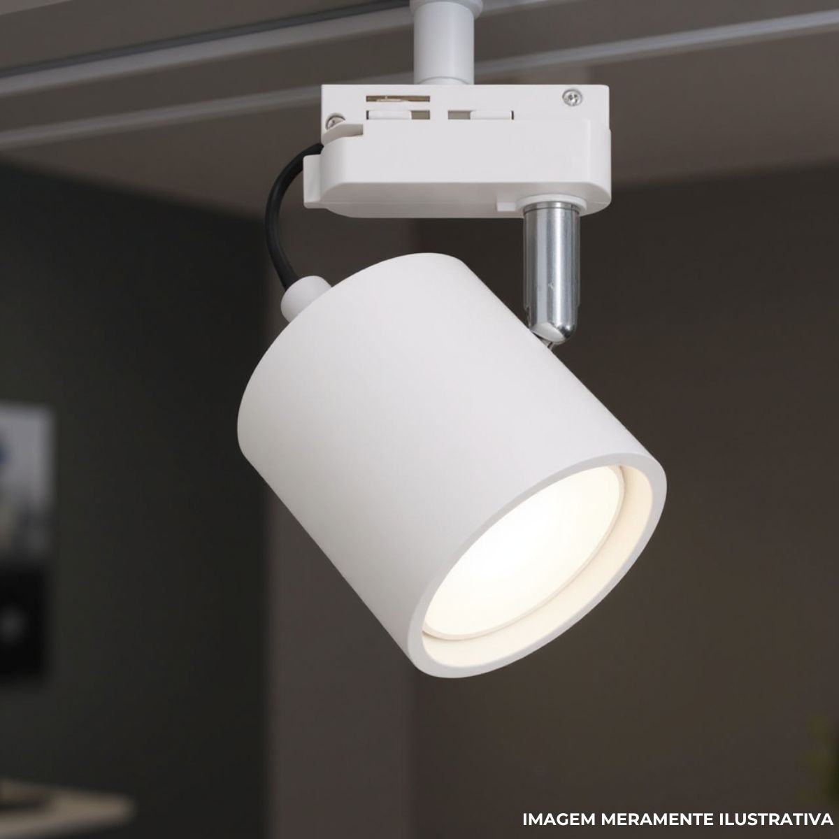 Luminária Spot Trilho Redondo Branco P/Lâmpada Dicroica Gu10 250V - Luminatti