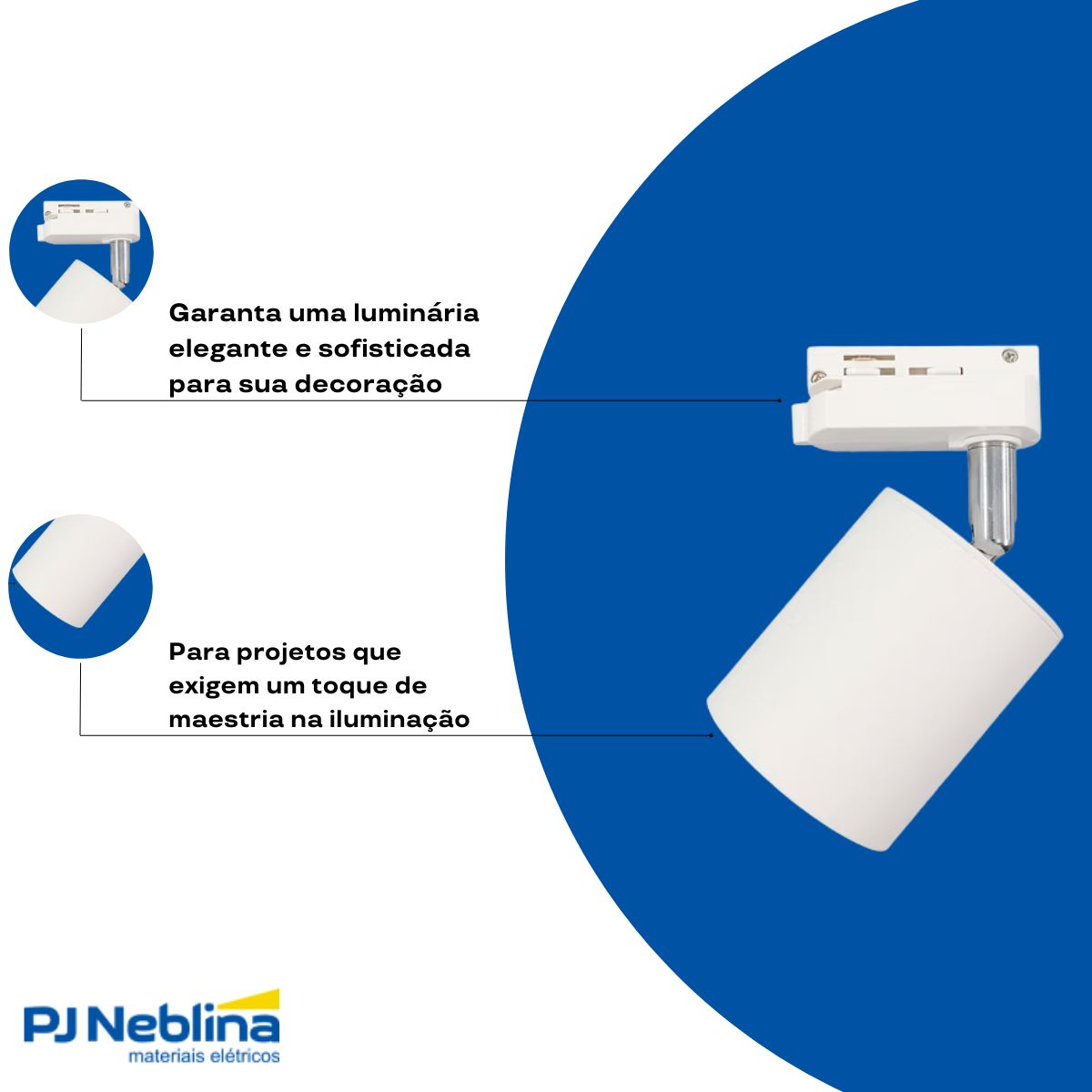 Luminária Spot Trilho Redondo Branco P/Lâmpada Par20 8W E27 250V - Luminatti