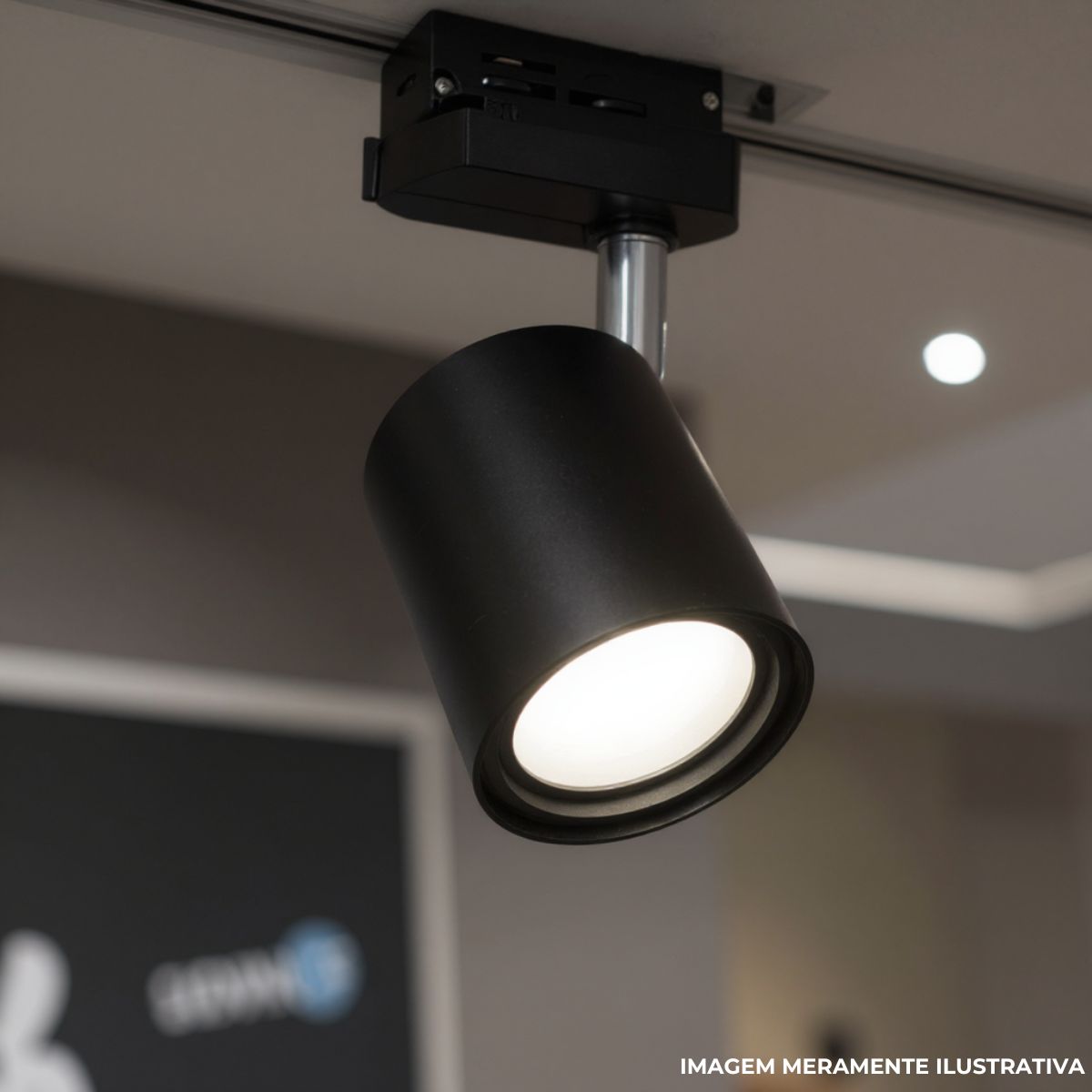 Luminária Spot Trilho Redondo Preto P/Lâmpada Ar111 Gu10 250V - Luminatti