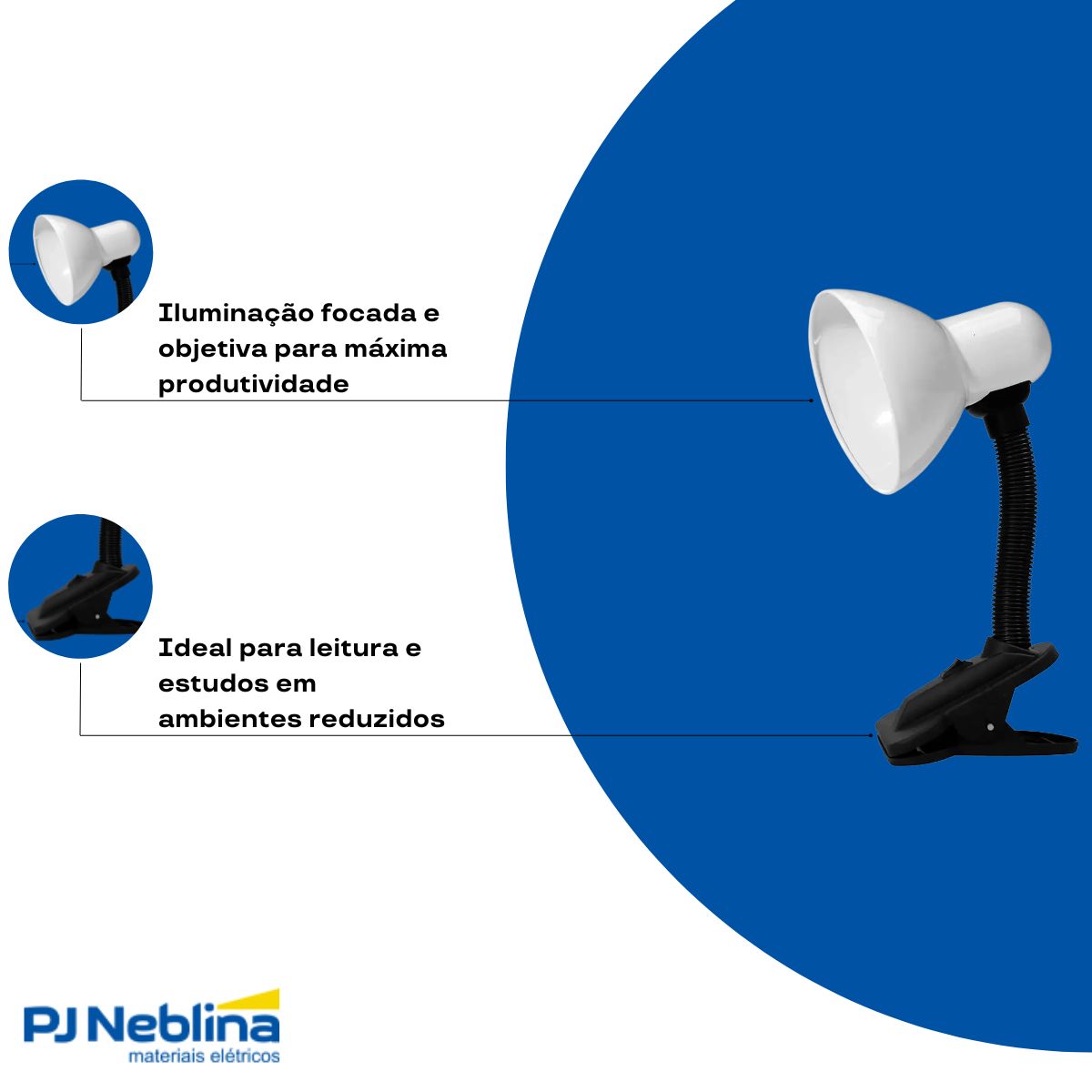 Luminária Mesa Viking Clip Bc 30W E27 Bivolt - Luminatti