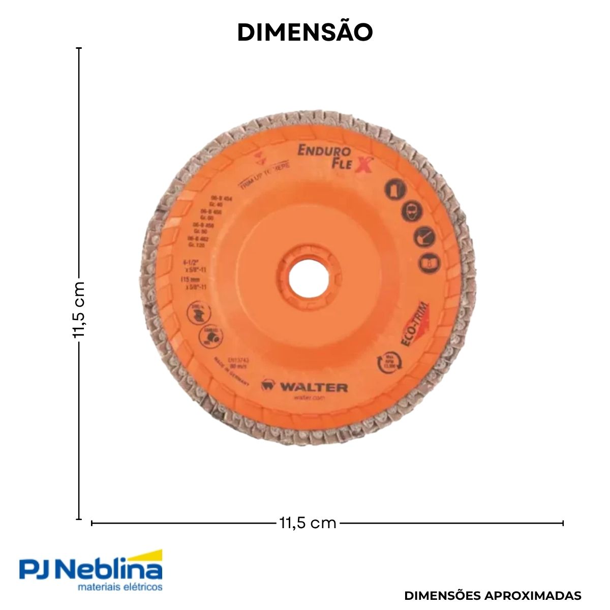 Disco Desbaste Flap Enduro-Flex 115Mm M14 G40 12200Rpm Aço Inox - Walter