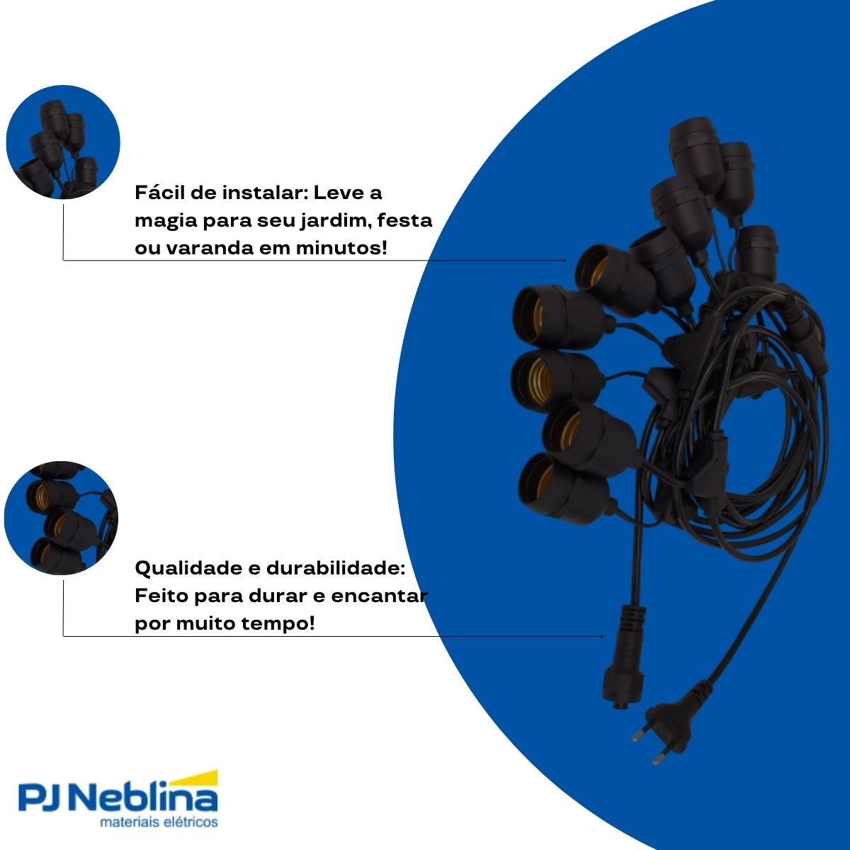 Cordão De Luz Preto C/ 10 Lâmpadas - Ourolux