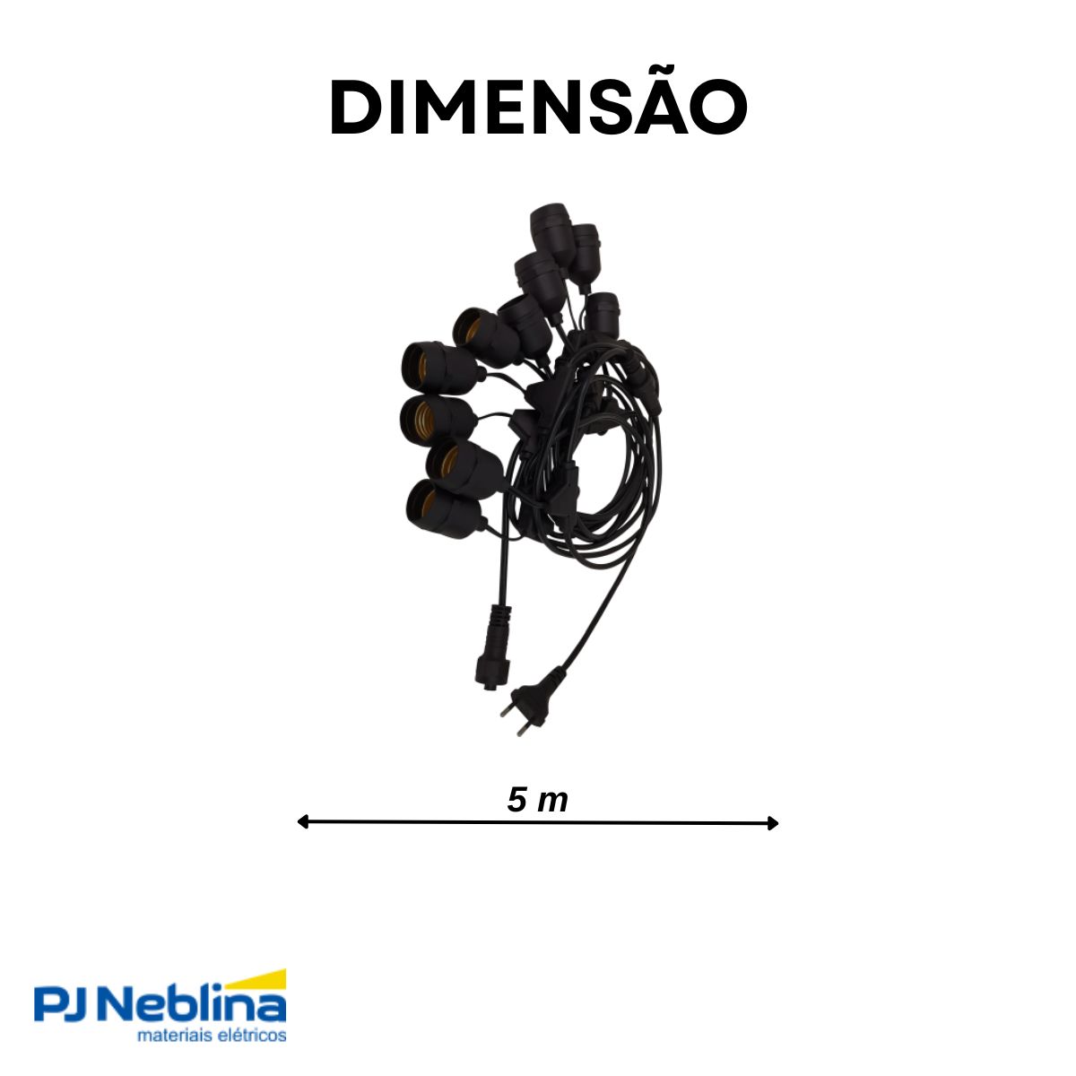 Cordão De Luz Preto C/ 10 Lâmpadas - Ourolux