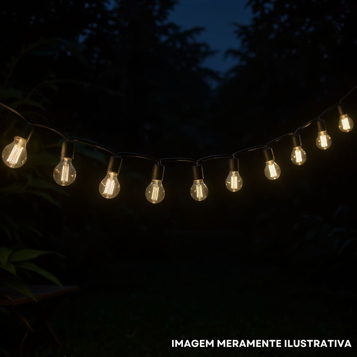Cordão De Luz Preto C/ 10 Lâmpadas - Ourolux
