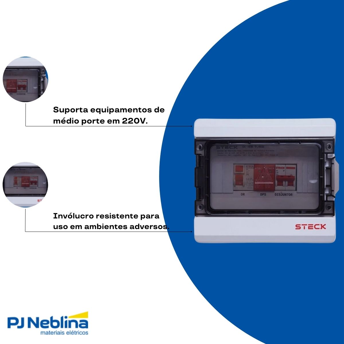 Quadro Proteção Mobi Box 7.5Kw 220V S/ Tomada Industrial  - Steck