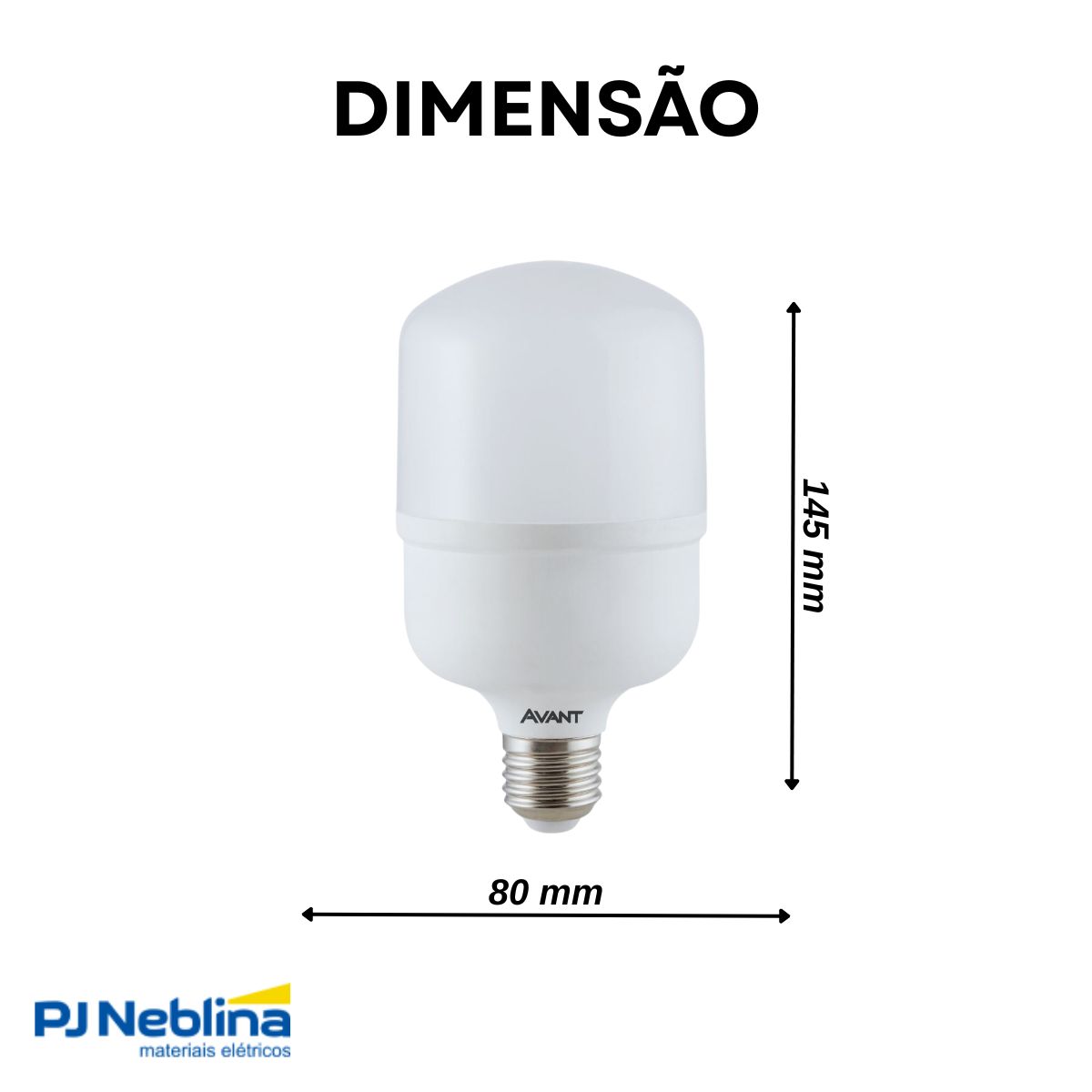 Lâmpada Led Bulbo Alta Potencia T 20W Bivolt E27 6500K Branco Frio Luz Branca 1600Lm - Avant