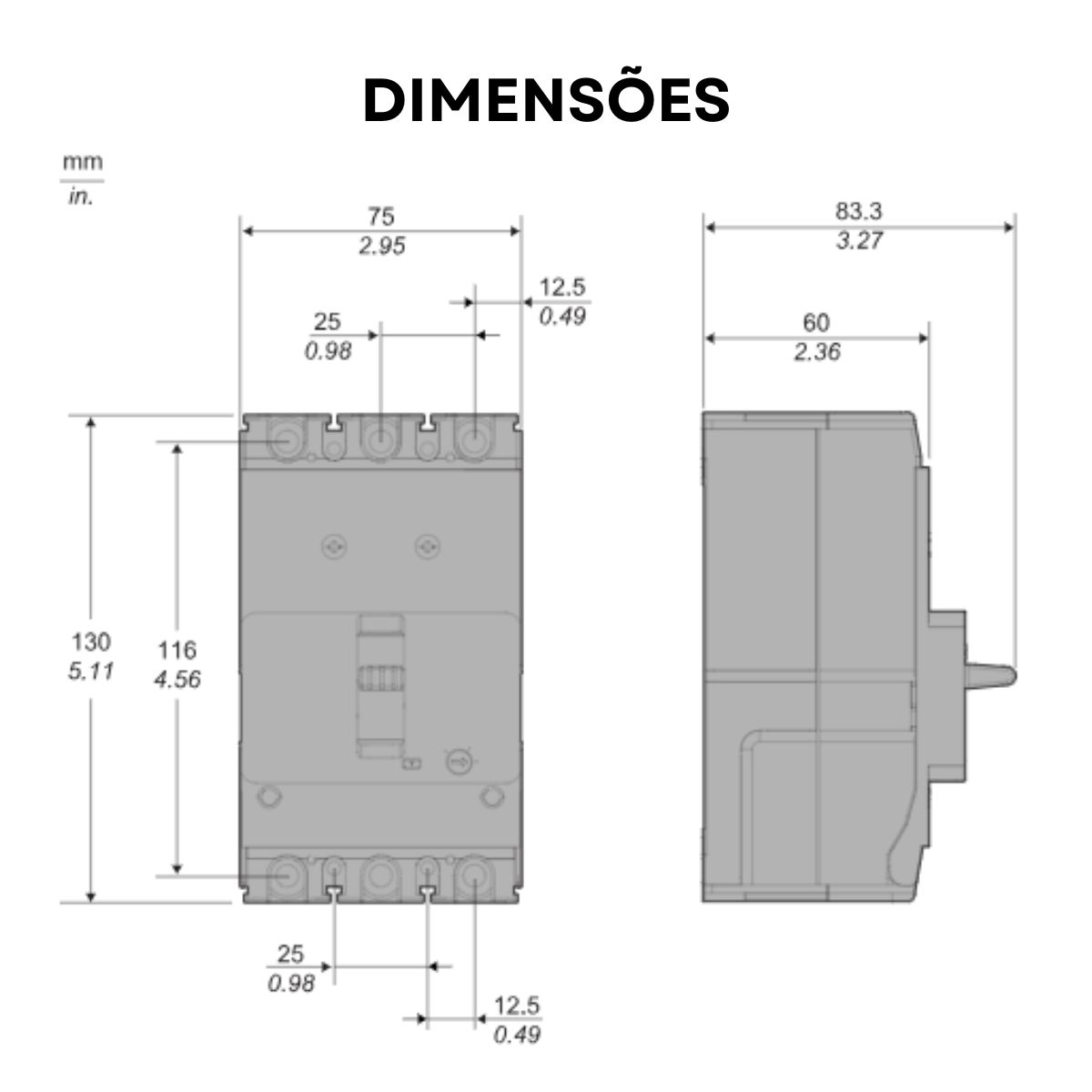 Disjuntor Caixa Moldada Tripolar 125A 15Ka 380/415V 50/60Hz - Schneider