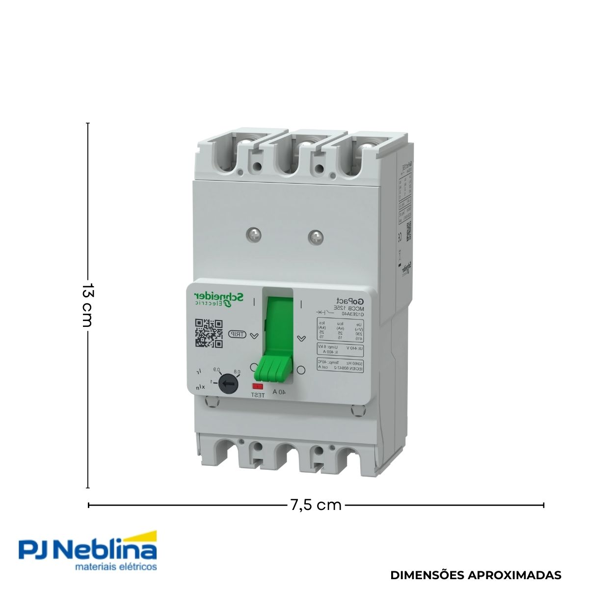 Disjuntor Caixa Moldada Tripolar 40A 15Ka 380/415V 50/60Hz - Schneider