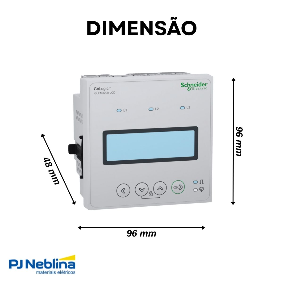 Medidor Digital Energia 1/5A 48-277Vca/Cc 50/60Hz Cl1 Modbus Rtu 96X96Mm Ip30/Ip51 Rs485 - Schneider