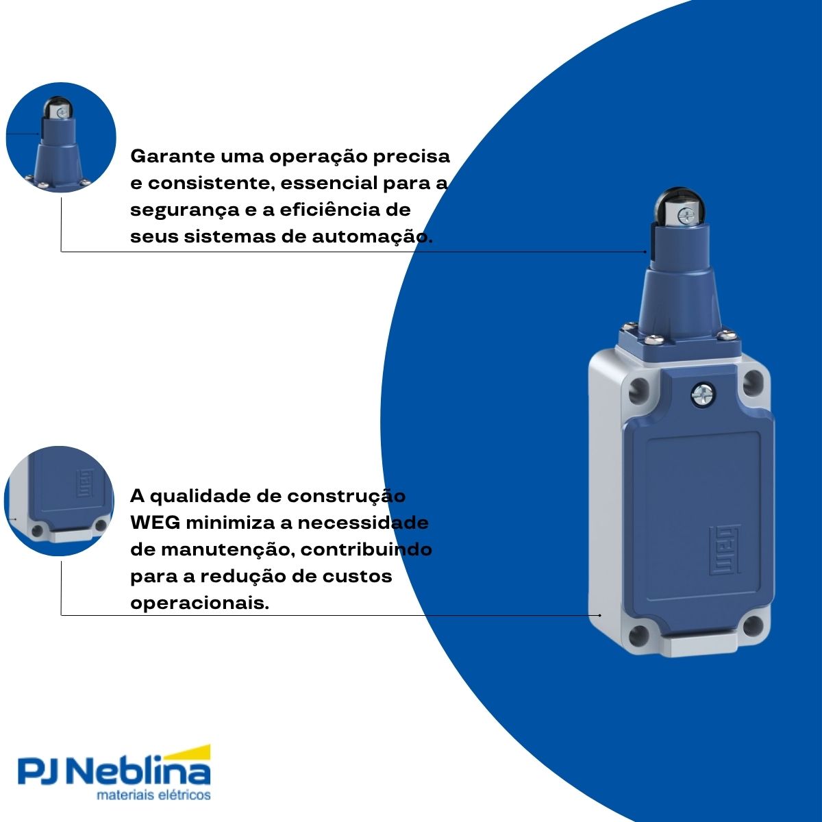 Chave Fim De Curso Pistão C/Roldana 11 mm 3A 1Na+1Nf - Weg