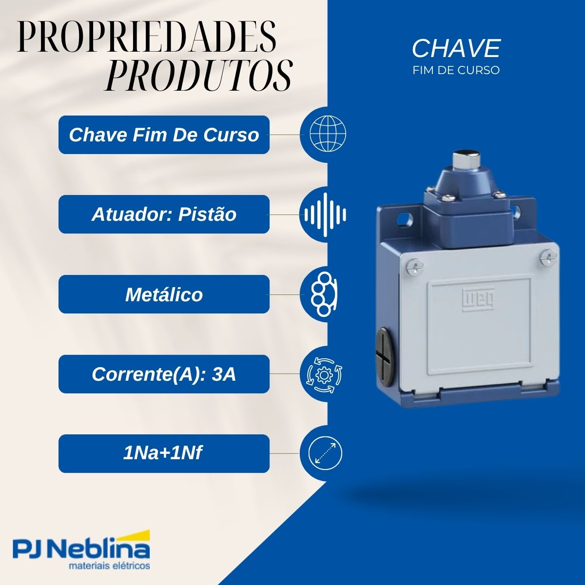 Chave Fim De Curso Pistão 3A 1Na+1Nf - Weg