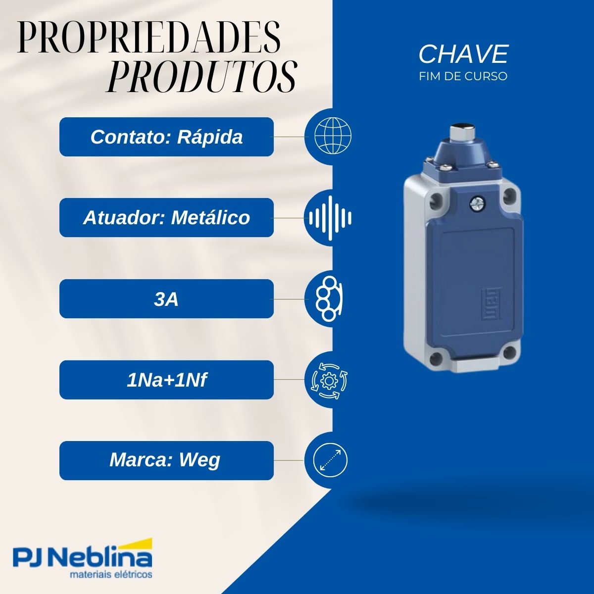 Chave Fim De Curso Pistão 3A 1Na+1Nf - Weg