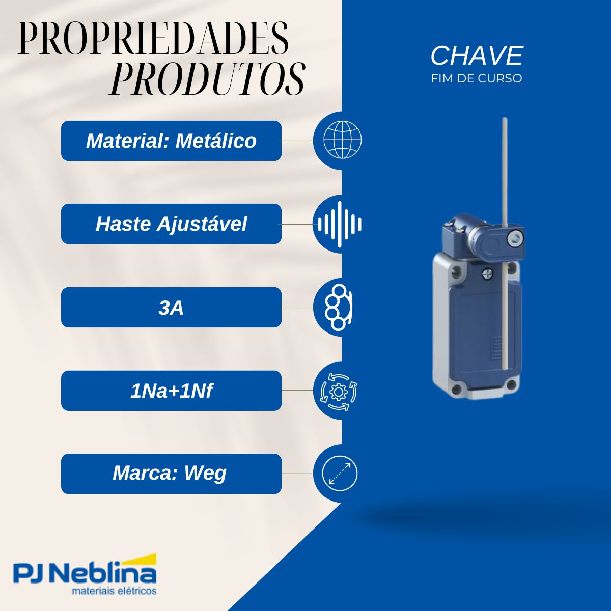Chave Fim De Curso Haste Ajustável 3A 1Na+1Nf - Weg