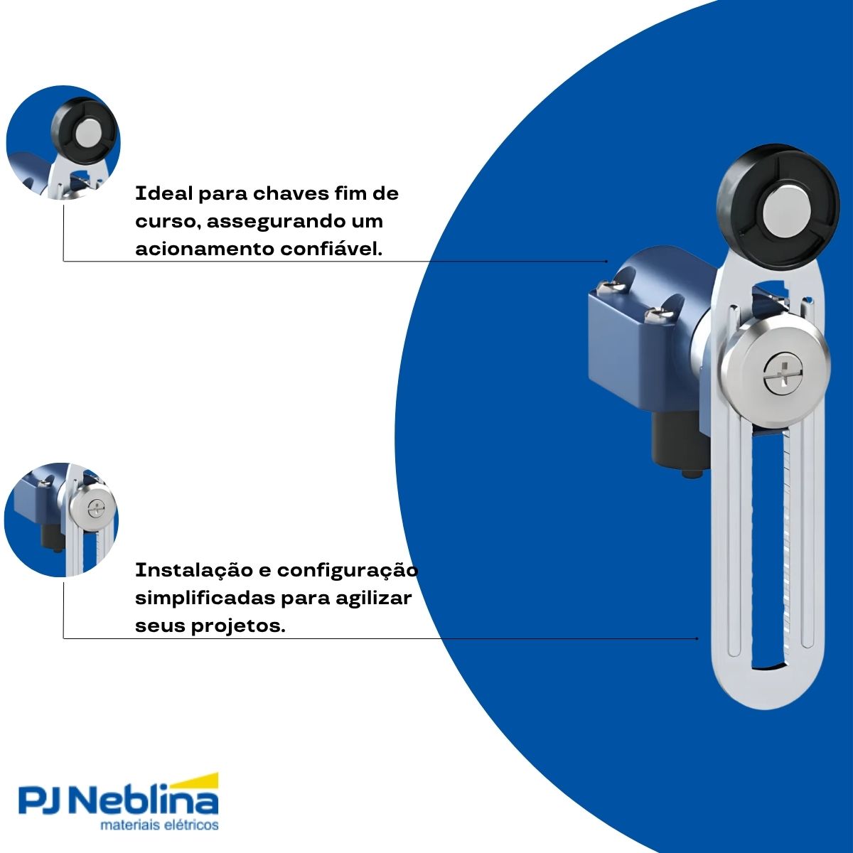 Atuador Chave Fim De Curso Alavanca Ajustável C/Roldana 18Mm Metálico - Weg