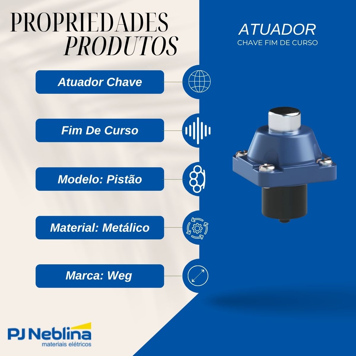 Atuador Chave Fim De Curso Pistão Metálico - Weg