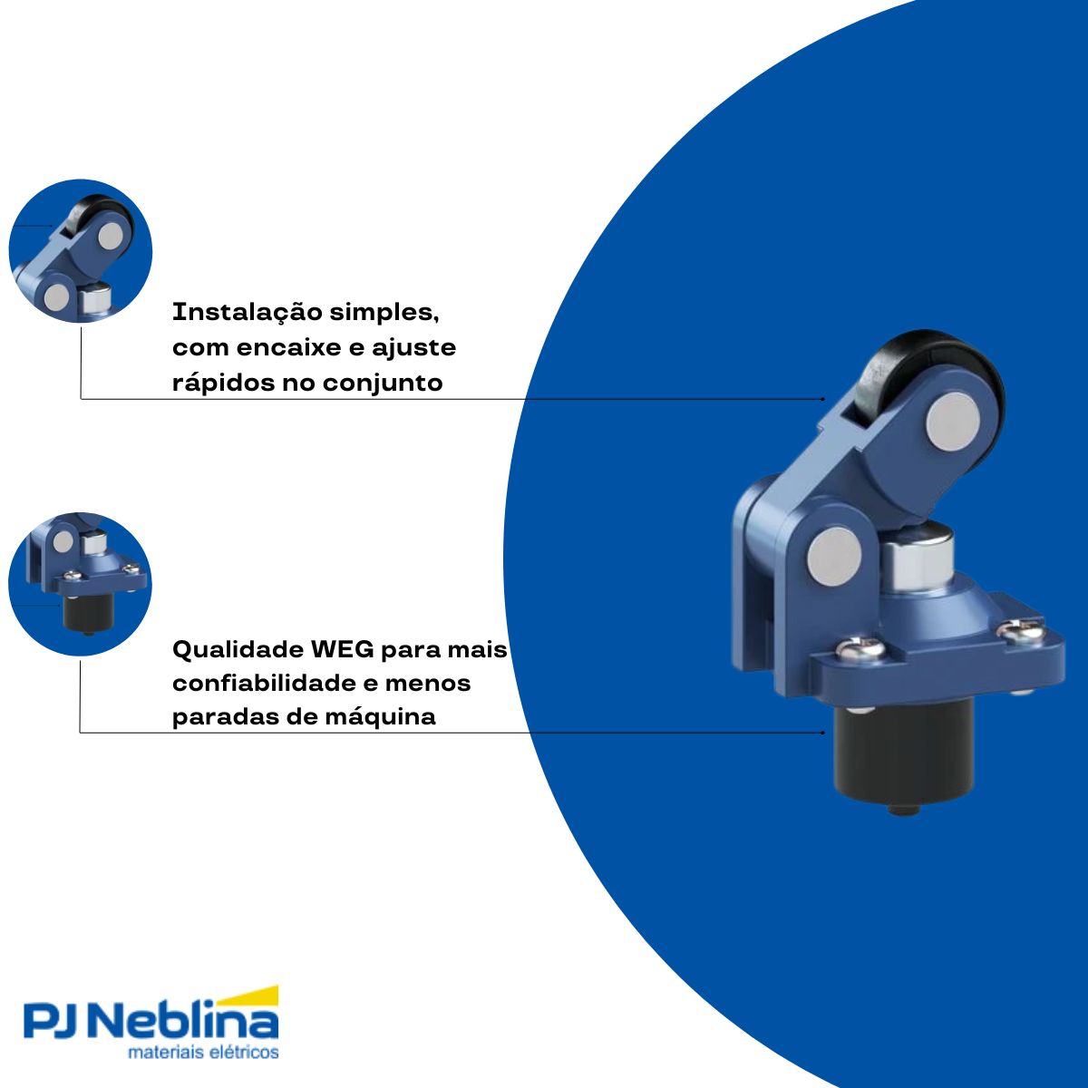 Atuador Chave Fim De Curso Alavanca C/Roldana 14 mm Plástico - Weg