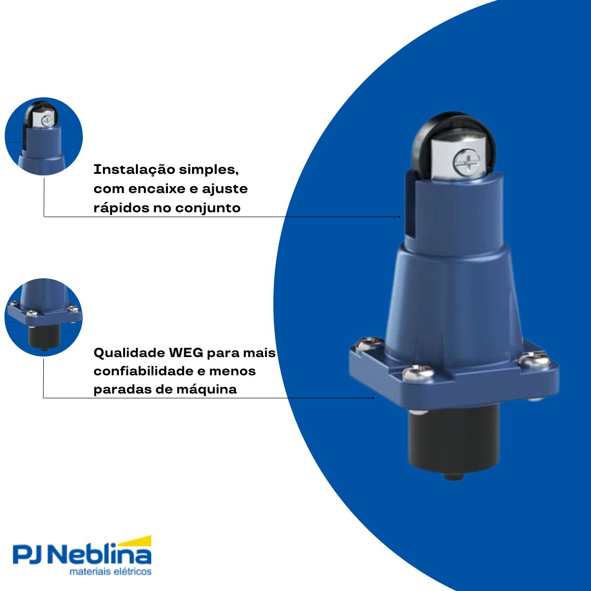 Atuador Chave Fim De Curso Pistão C/Roldana 11 mm Plástico - Weg