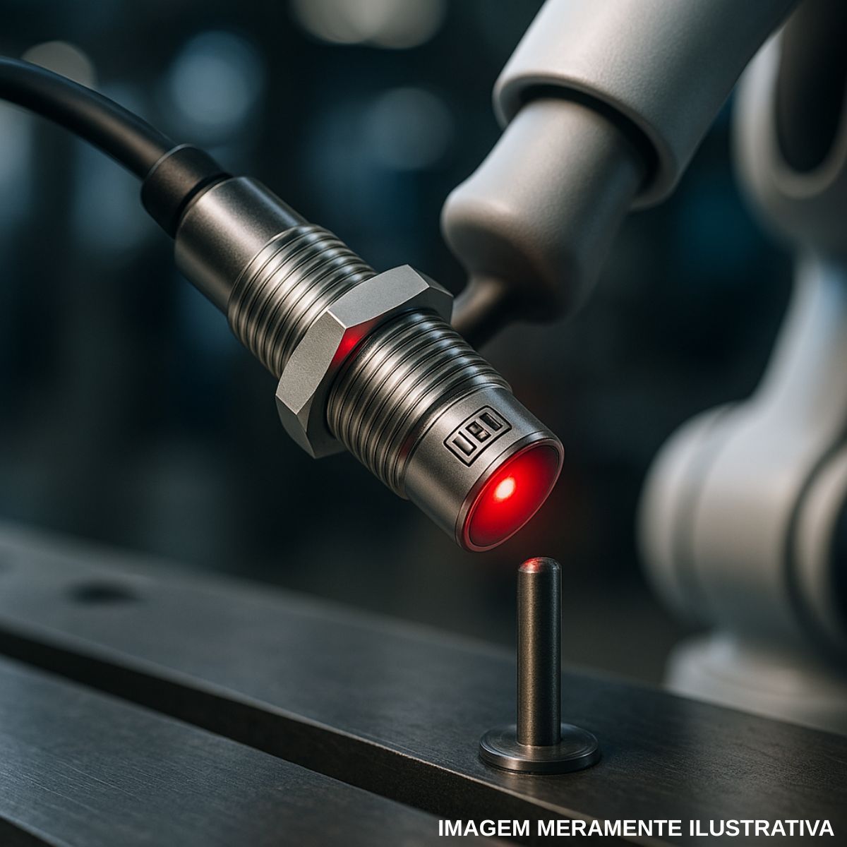 Sensor Indutivo Cilíndrico Roscado Sn=4Mm M12X1,00Mm Latão Niquelado 4 Fios 10-30Vcc Cabo 2 Metros Pnp 1Na+1Nf 1 Led - Weg