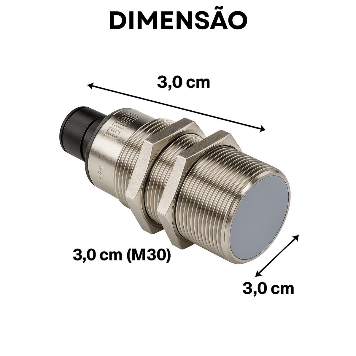 Sensor Indutivo Cilíndrico Roscado Sn=15Mm M30X1,50Mm Latao Niquelado 4 Fios 10-30Vcc Conector M12 4 Pinos Npn 1Na+1Nf 1 Led - Weg