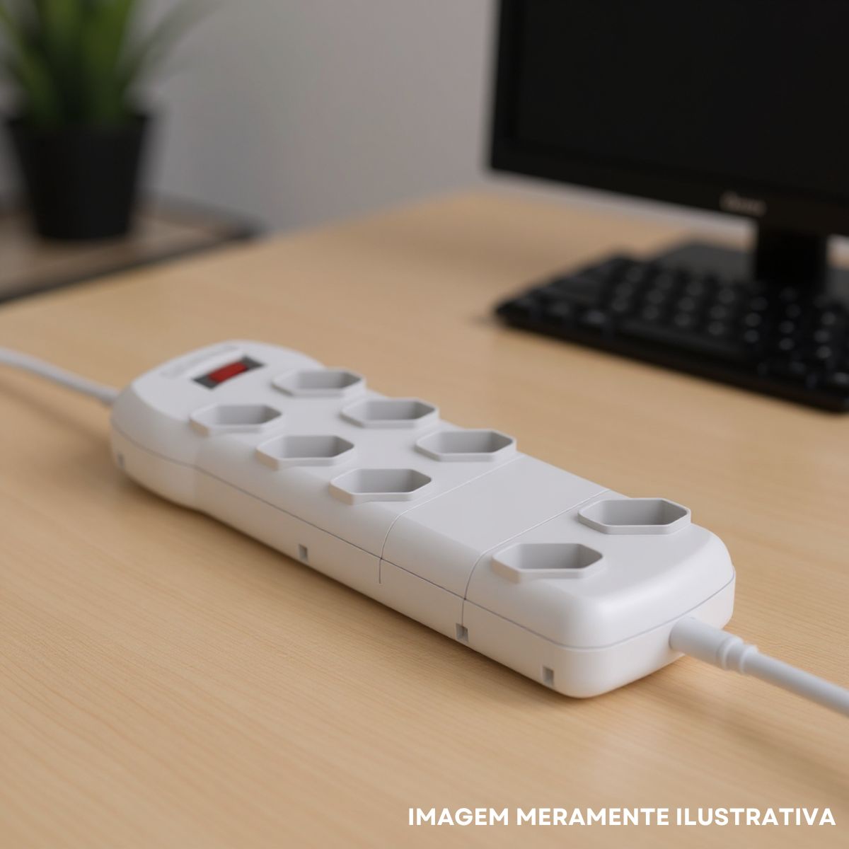 Filtro De Linha Pvc 8 Tomadas 2P+T 10A Bivolt Branco - Qualitronix