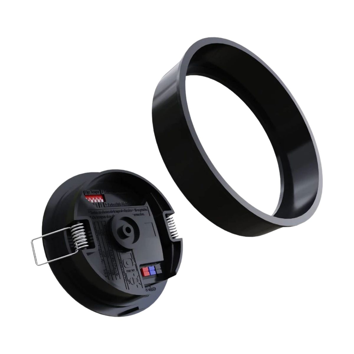 Sensor Presença C/Fotocélula Sobrepor/Embutir Teto Bivolt Alcance 12M Preto - Qualitronix