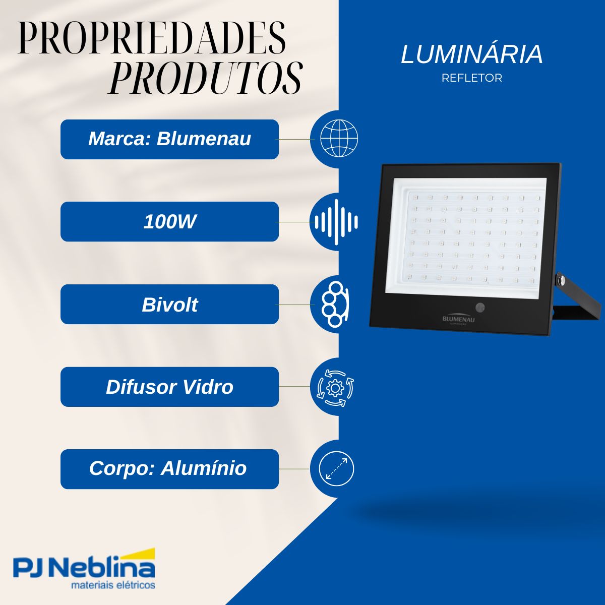 Luminária Refletor Led Retangular Sobrepor Preto 100W Bivolt Rgb Difusor Vidro 110G Ip66 - Blumenau