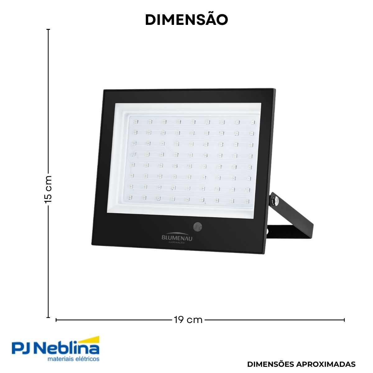 Luminária Refletor Led Retangular Sobrepor Preto 100W Bivolt Rgb Difusor Vidro 110G Ip66 - Blumenau