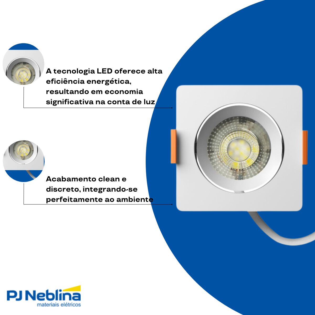 Luminária Spot Led Embutir Quadrado Branco 3W Bivolt 6500K Branco Frio 220Lm Foco Direcionável - Bronzearte