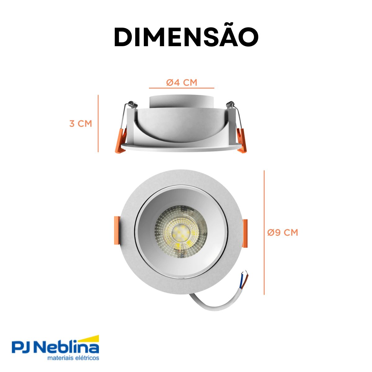 Luminária Spot Led Embutir Redondo Branco 5W Bivolt 3000K Branco Quente 400Lm Foco Direcionável - Bronzearte