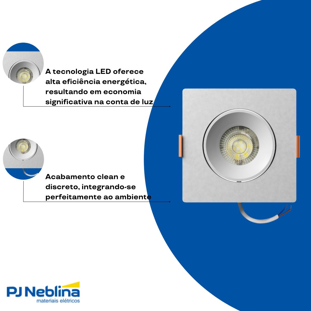 Luminária Spot Led Embutir Quadrado Branco 5W Bivolt 6500K Branco Frio 400Lm Foco Direcionável - Bronzearte