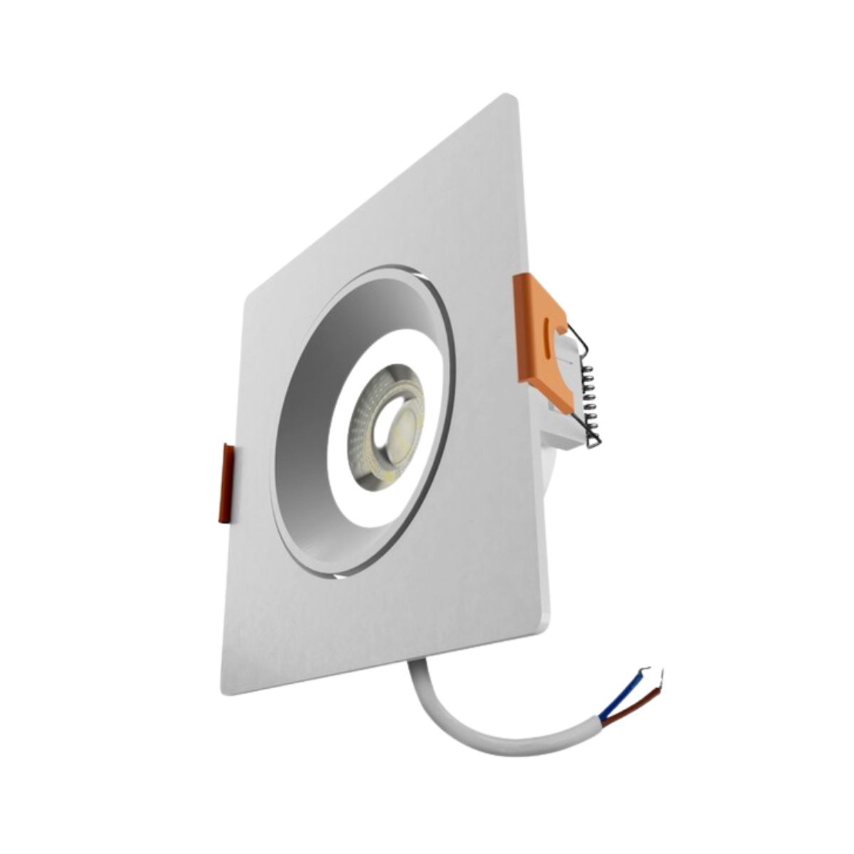 Luminária Spot Led Embutir Quadrado Branco 5W Bivolt 6500K Branco Frio 400Lm Foco Direcionável - Bronzearte