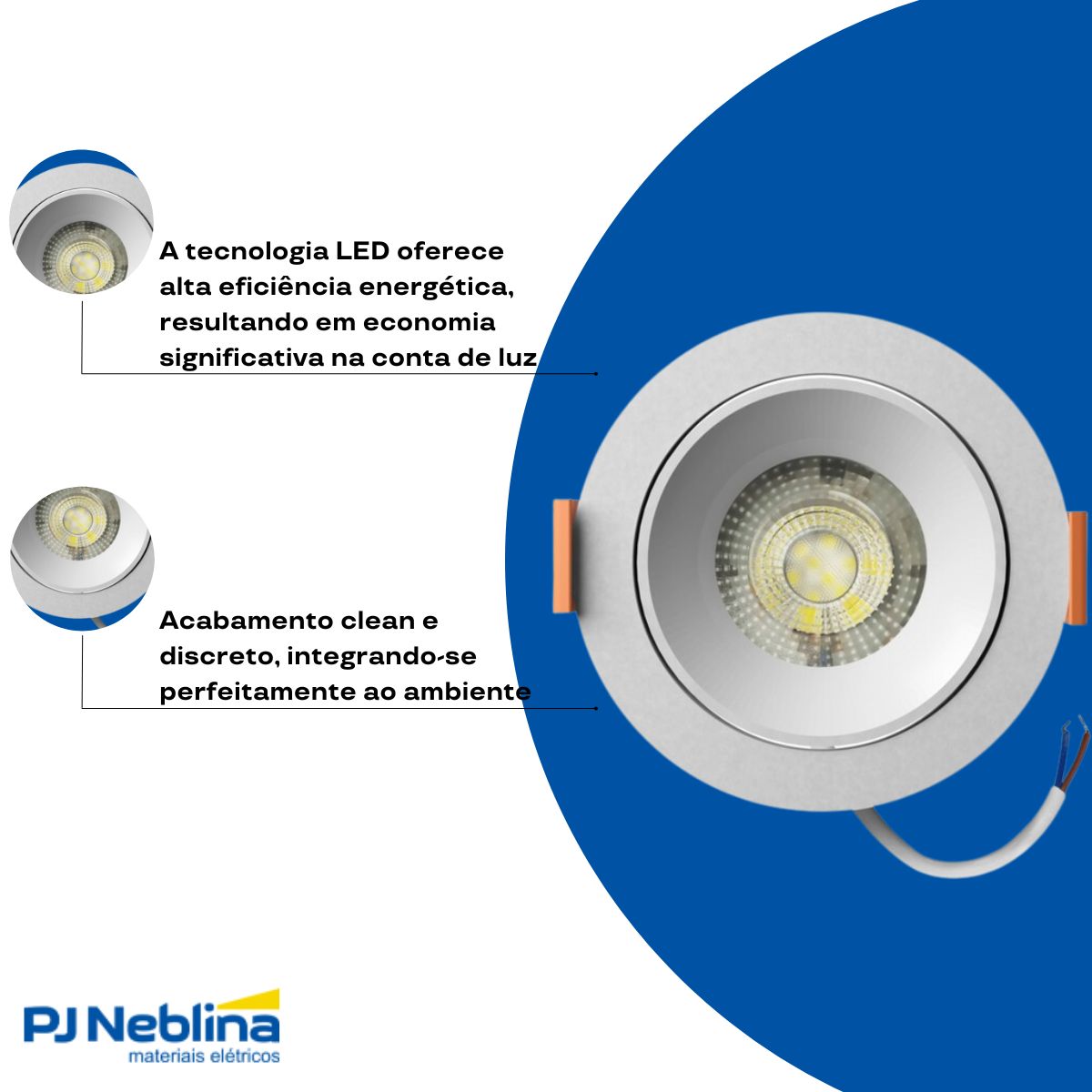Luminária Spot Led Embutir Redondo Branco 7W Bivolt 6500K Branco Frio 560Lm Foco Direcionável - Bronzearte