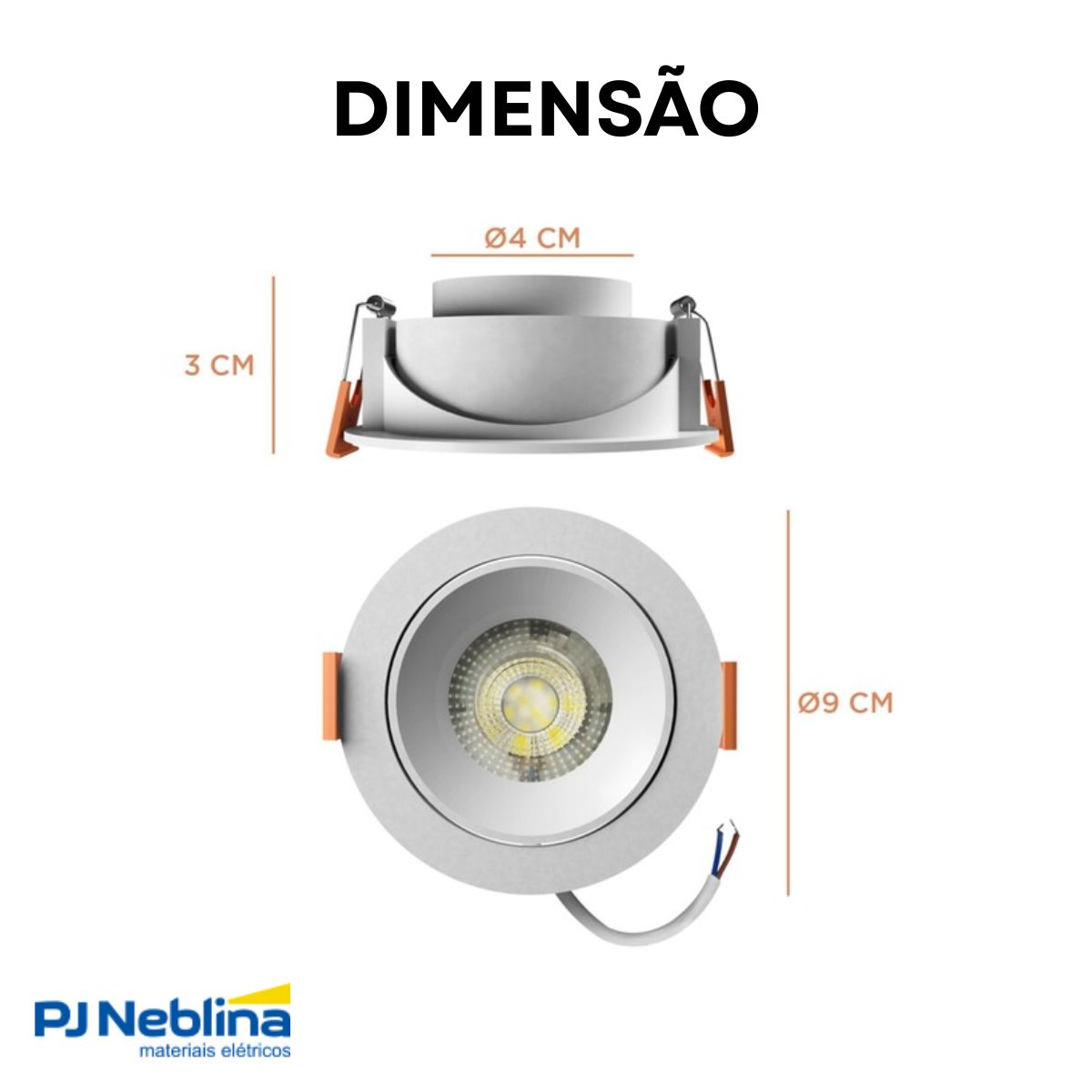 Luminária Spot Led Embutir Redondo Branco 7W Bivolt 6500K Branco Frio 560Lm Foco Direcionável - Bronzearte