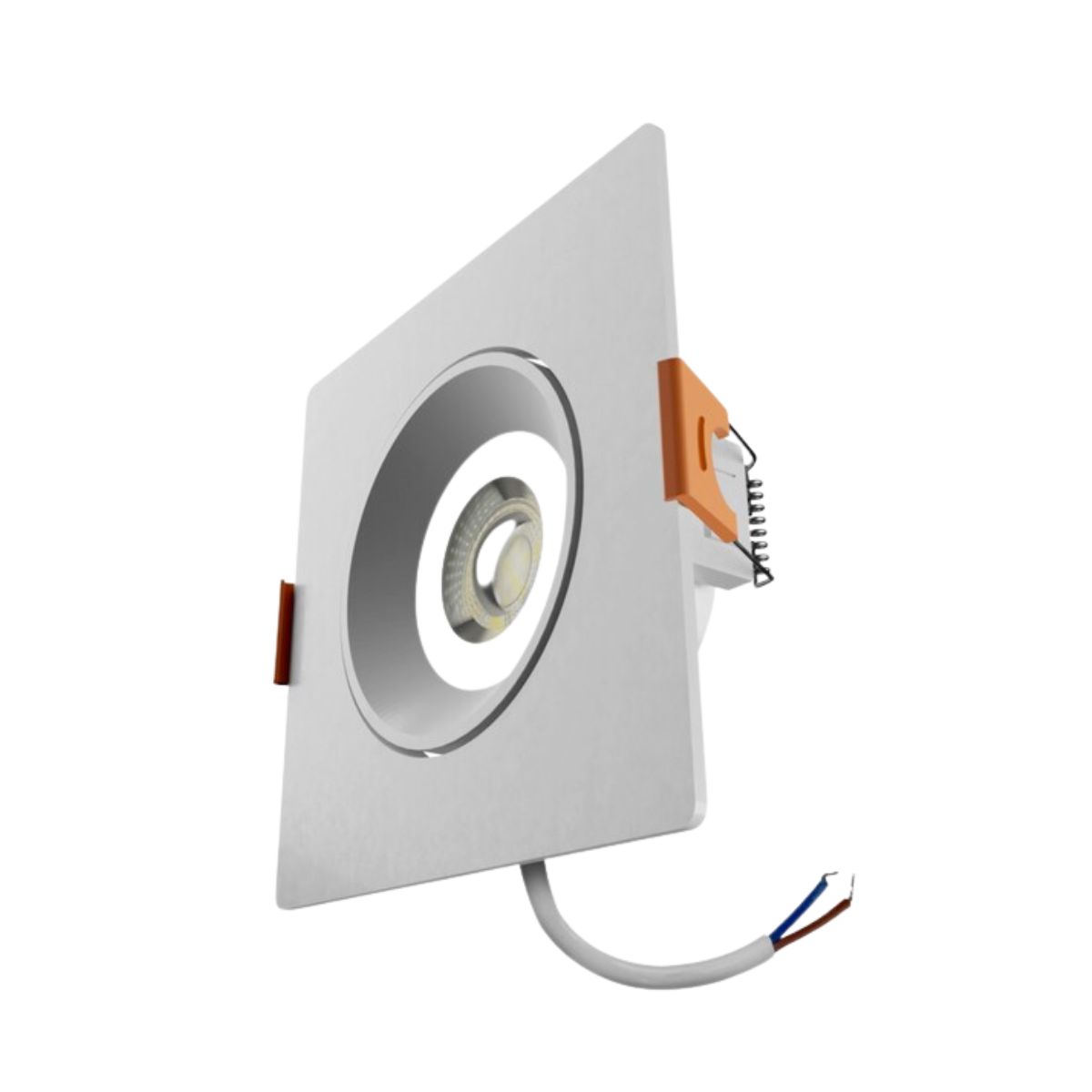 Luminária Spot Led Embutir Quadrado Branco 7W Bivolt 3000K Branco Quente 560Lm Foco Direcionável - Bronzearte