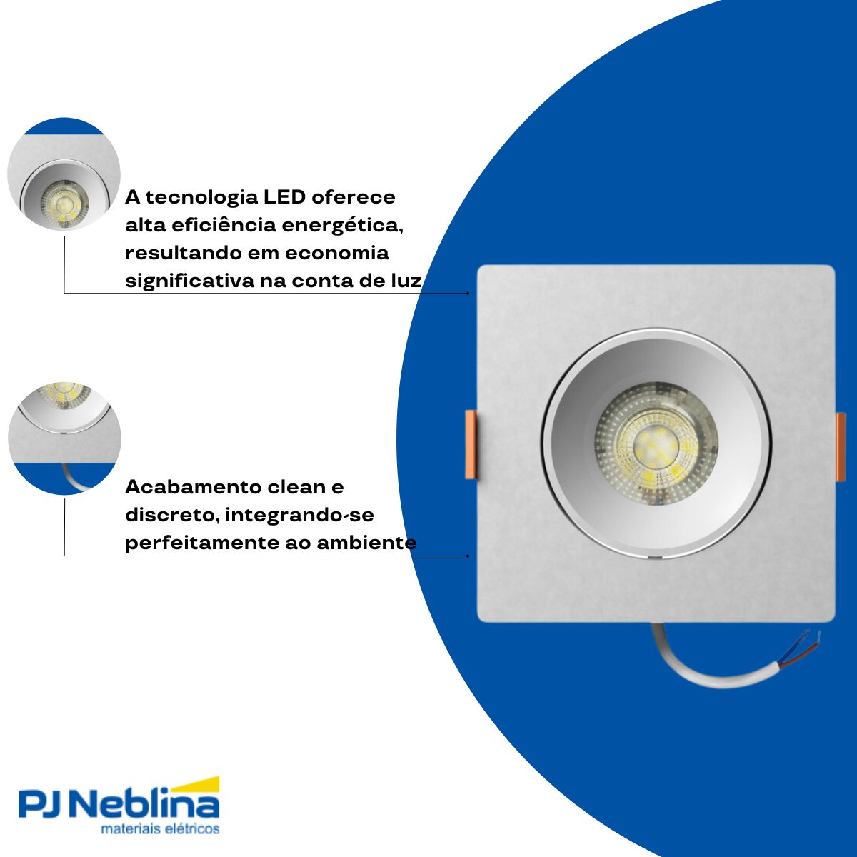 Luminária Spot Led Embutir Quadrado Branco 7W Bivolt 6500K Branco Frio 560Lm Foco Direcionável - Bronzearte