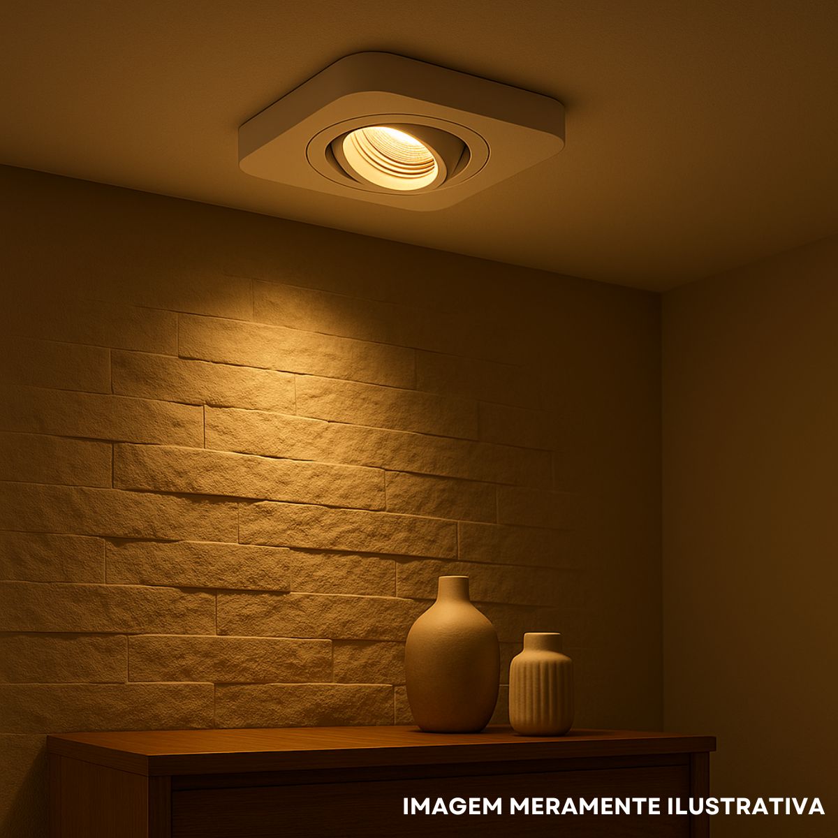 Luminária Spot Led Embutir Quadrado Branco 7W Bivolt 6500K Branco Frio 560Lm Foco Direcionável - Bronzearte