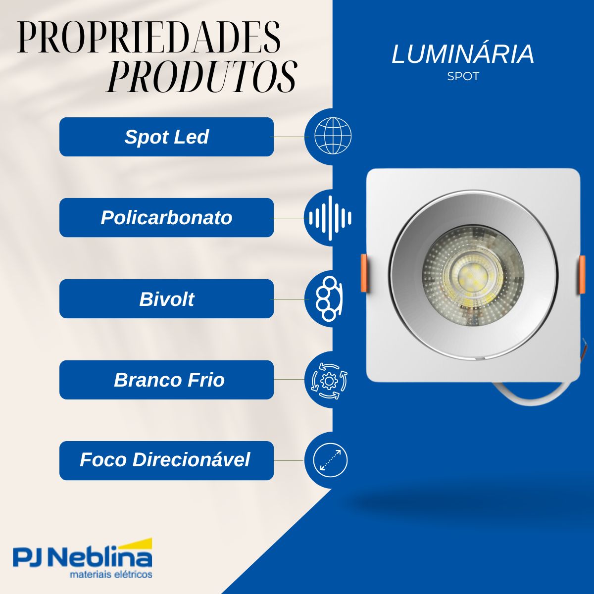 Luminaria Spot Led Embutir Quad Bc 12w Bivolt 6500k Branco F