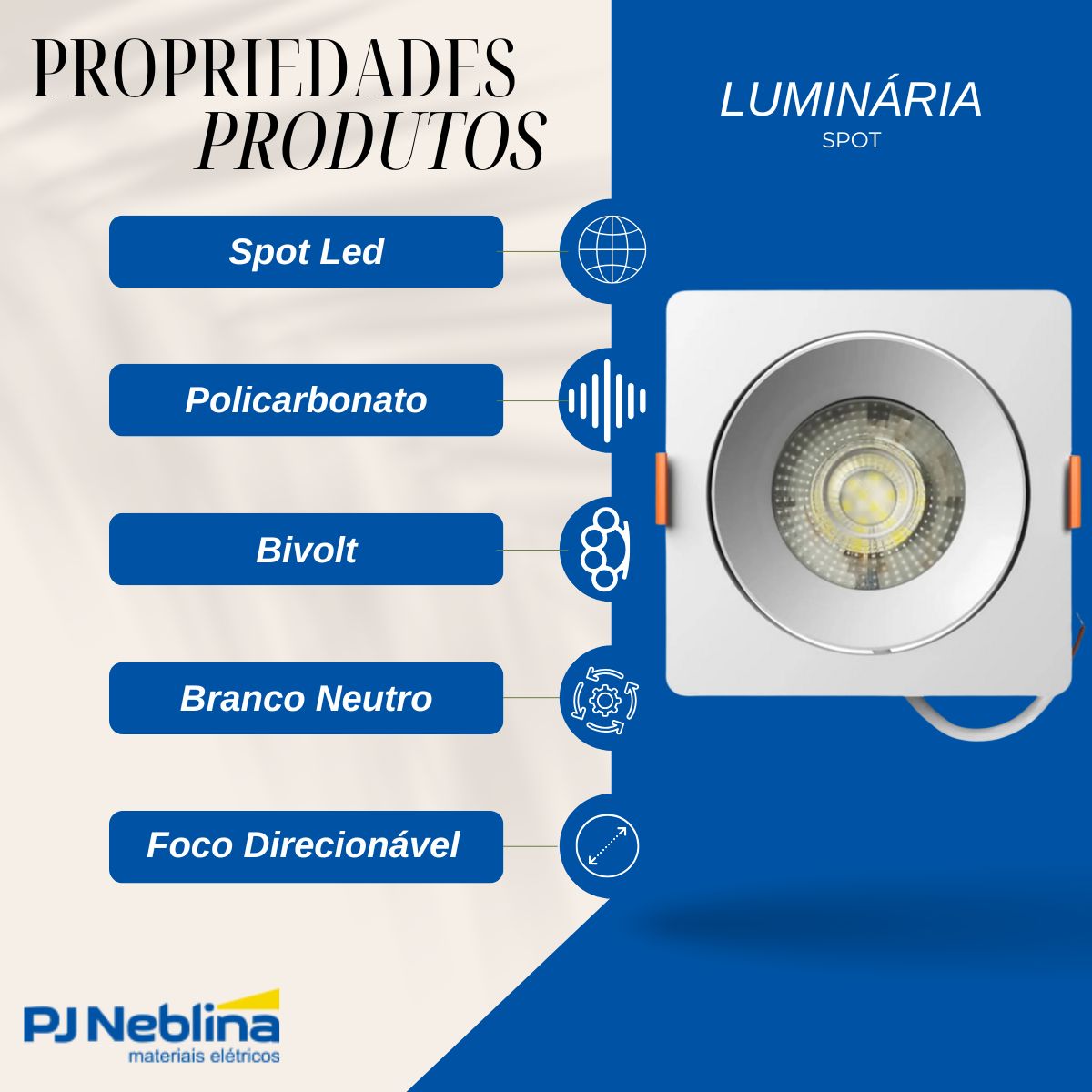 Luminaria Spot Led Embutir Quad Bc 12w Bivolt 4000k Branco N