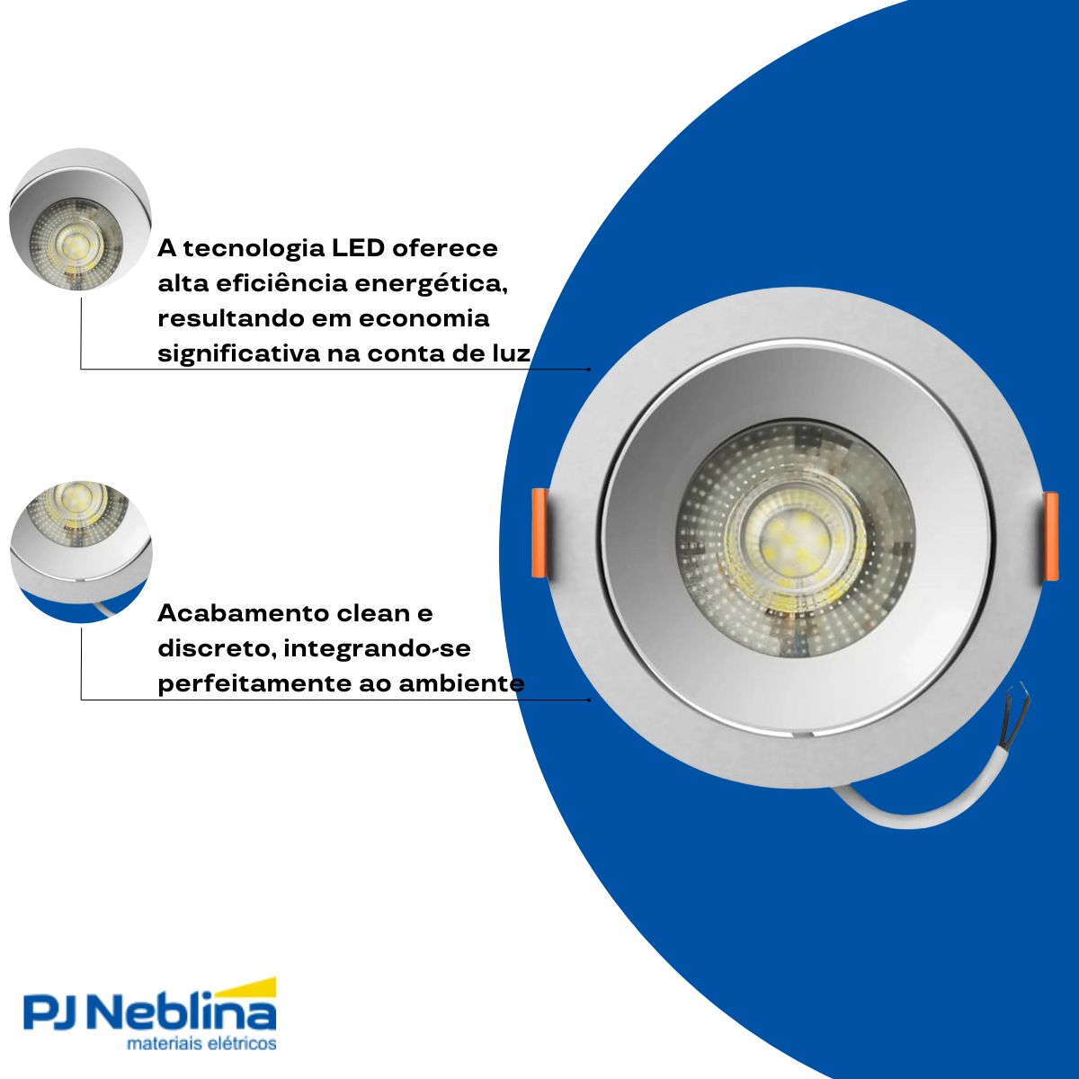 Luminária Spot Led Embutir Redondo Branco 12W Bivolt 6500K Branco Frio 960Lm Foco Direcionável - Bronzearte