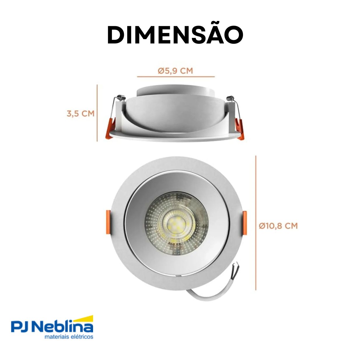 Luminária Spot Led Embutir Redondo Branco 12W Bivolt 6500K Branco Frio 960Lm Foco Direcionável - Bronzearte
