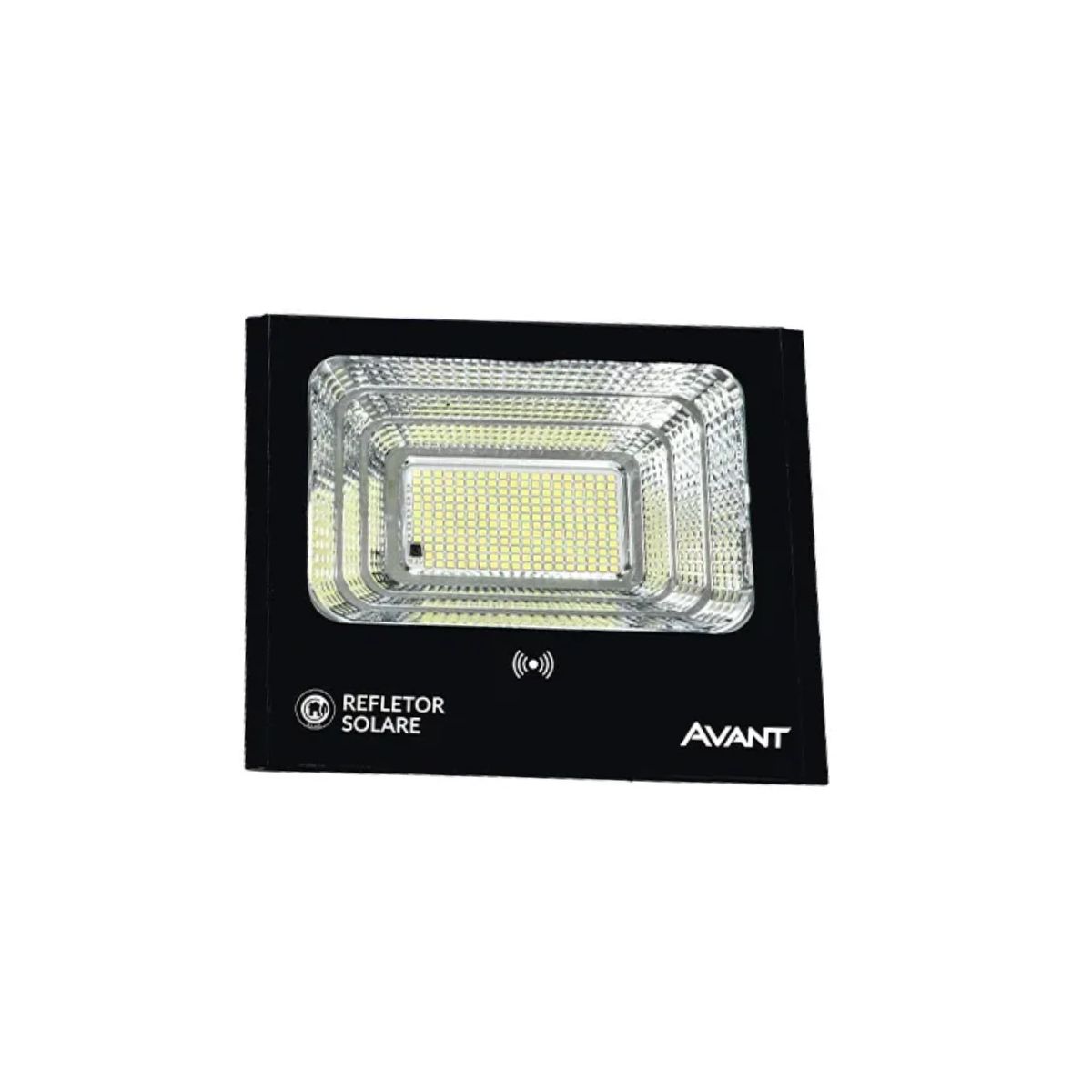 Luminária Refletor Solar Led Preto 200W Bivolt 6500K Branco Frio 1850Lm Difusor Vidro Temperado 90G C/Painel/Sensor Presença Ip65 - Avant