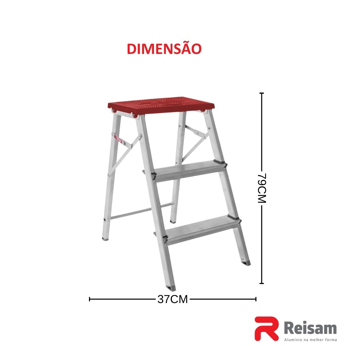 Escada de Alumínio Banqueta 3 Degraus - Reisam